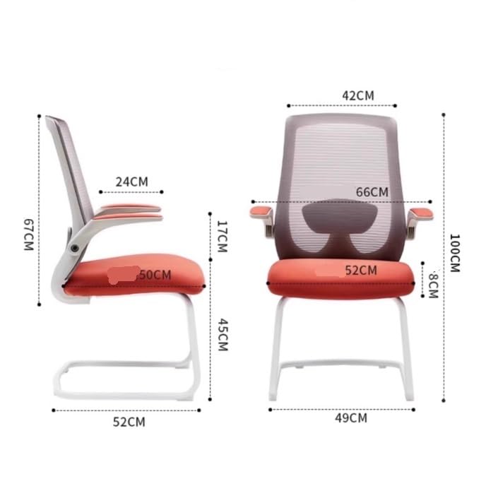 Orange Mesh Office Chair with Adjustable Armrests J84913