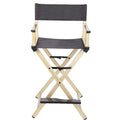 Portable Aluminum Makeup Chair Foldable Director Seat with Armrest Heavy Duty 300lb Capacity Black W1315