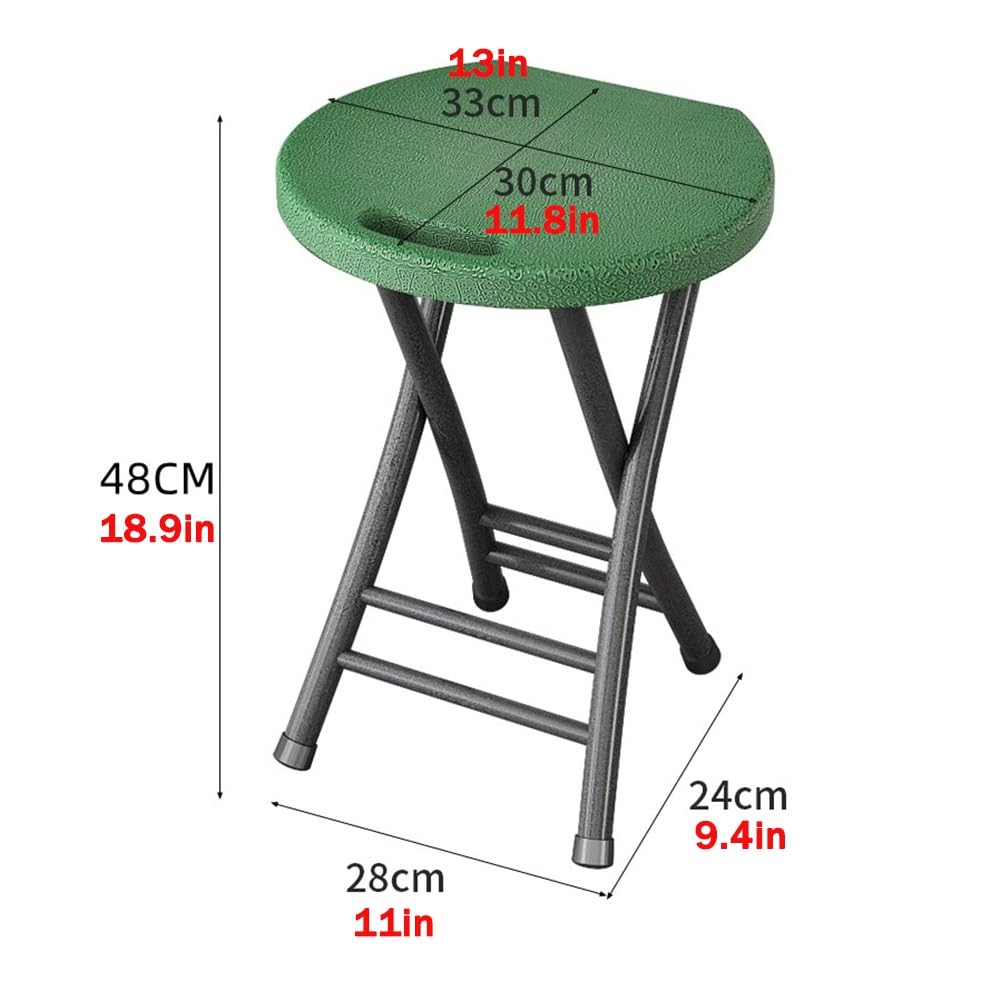 Folding Stool, 18in Portable Collapsible Bar Stool with Handle, Foldable Lightweight Camping Chair Stool for Outdoor Indoor Kitchen Bar, Assembly Free(Black,White Frame) H212286