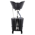 Portable Shampoo Bowl with Dual Buckets, Adjustable Height, Electric Pump, Foot Pedal Control, Black U16856