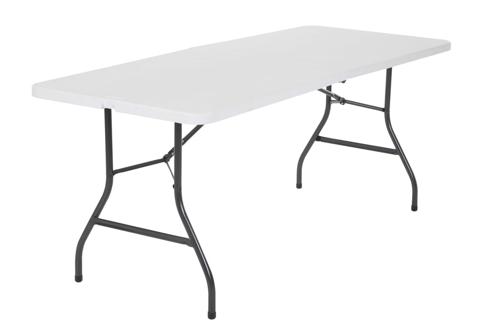 6 Foot Fold-in-Half Folding Table White Speckle HDPE Top M8687