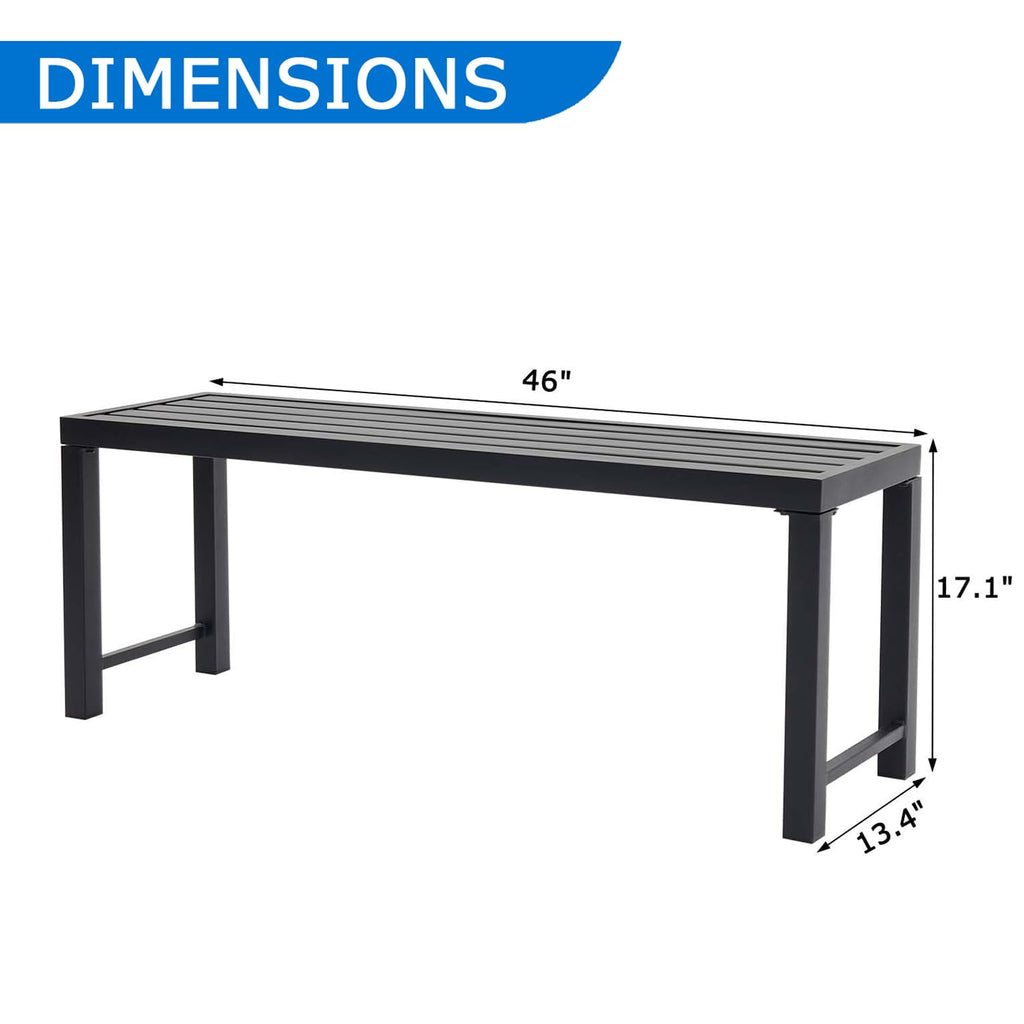 46" Black Metal Backless Outdoor Bench Y8643