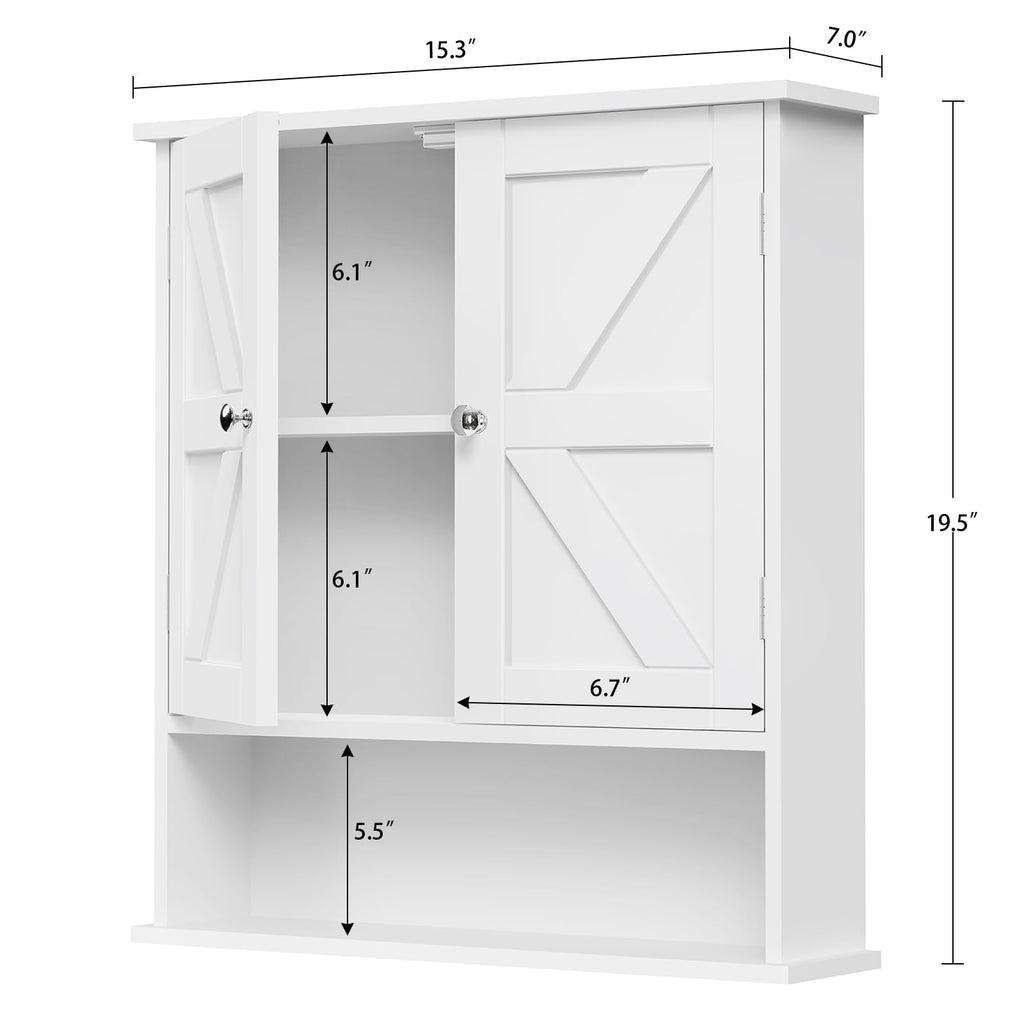 White Over The Toilet Bathroom Wall Cabinet with Adjustable Shelf I485887