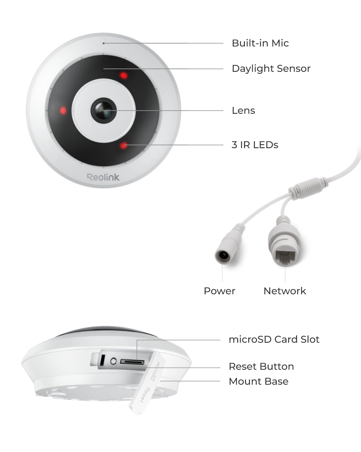 WiFi Security Fisheye Camera, 2K+ 6MP 360° Panorama F14443