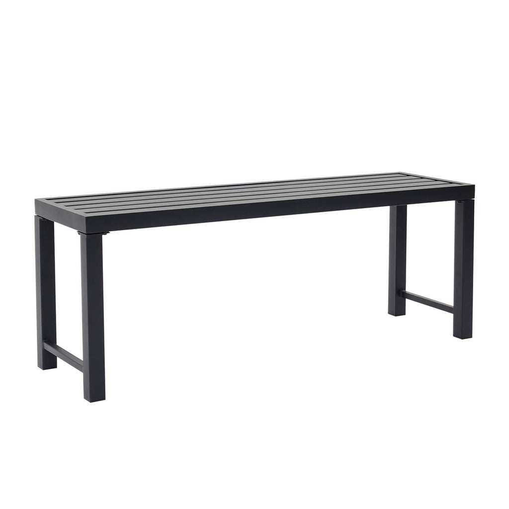 46" Black Metal Backless Outdoor Bench Y8643
