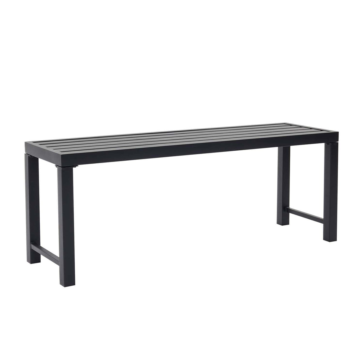 46" Black Metal Backless Outdoor Bench Y8643