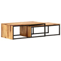 Brown Set of 2 Solid Sheesham Wood Nesting Coffee Tables G6617