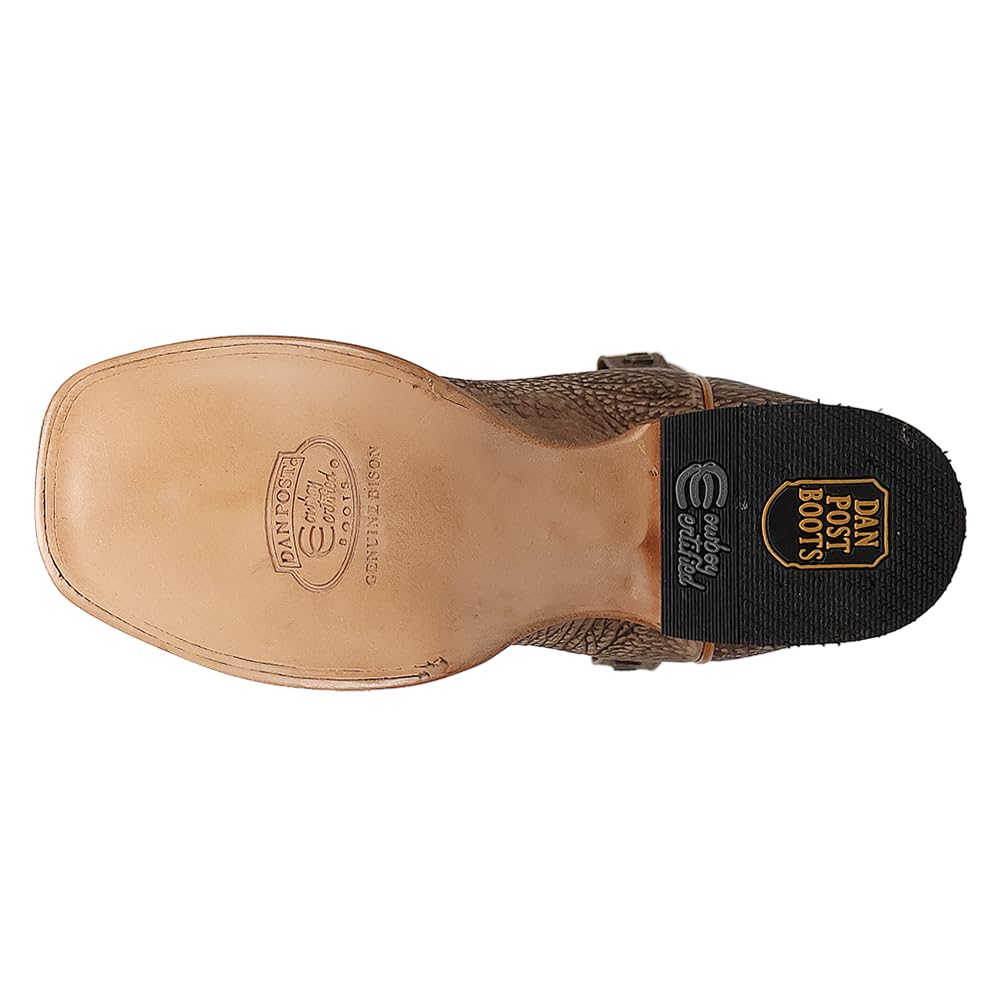 Brown Embroidered Bison Square Toe Pull On Dress Boots H562756