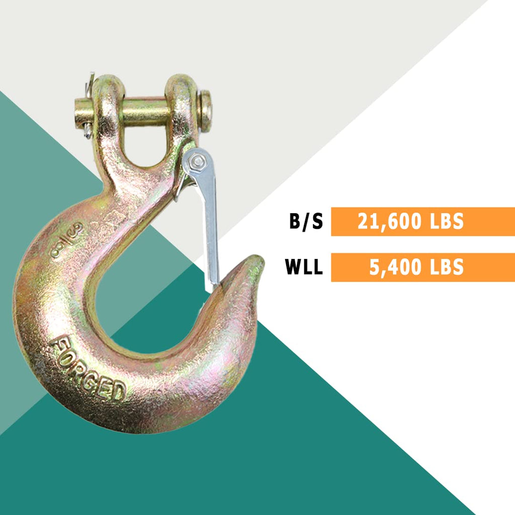 4 Pack 3/8" Grade 70 Forged Clevis Slip Hook with Safety Latch G621500