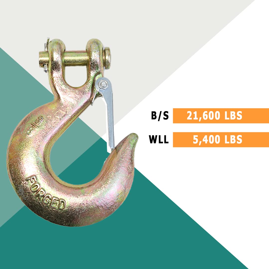 4 Pack 3/8" Grade 70 Forged Clevis Slip Hook with Safety Latch G621500