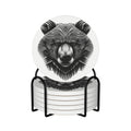 Black and White Bear Head Ceramic Coasters Set of 6 F4612