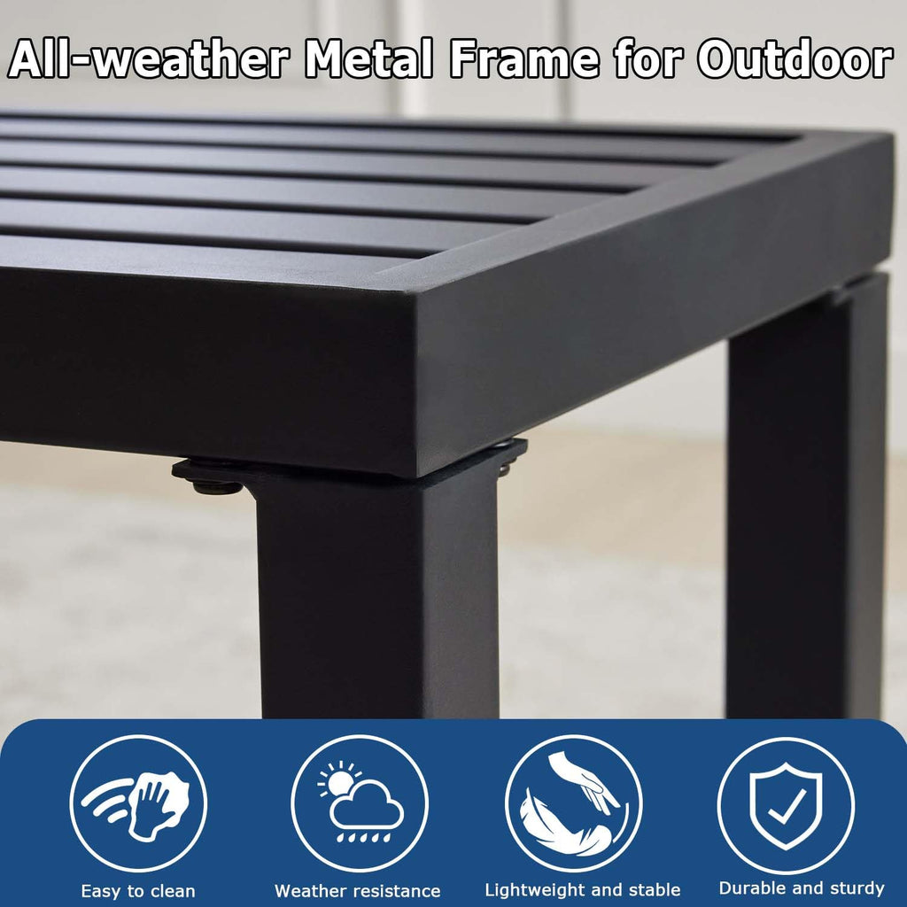 46" Black Metal Backless Outdoor Bench Y8643