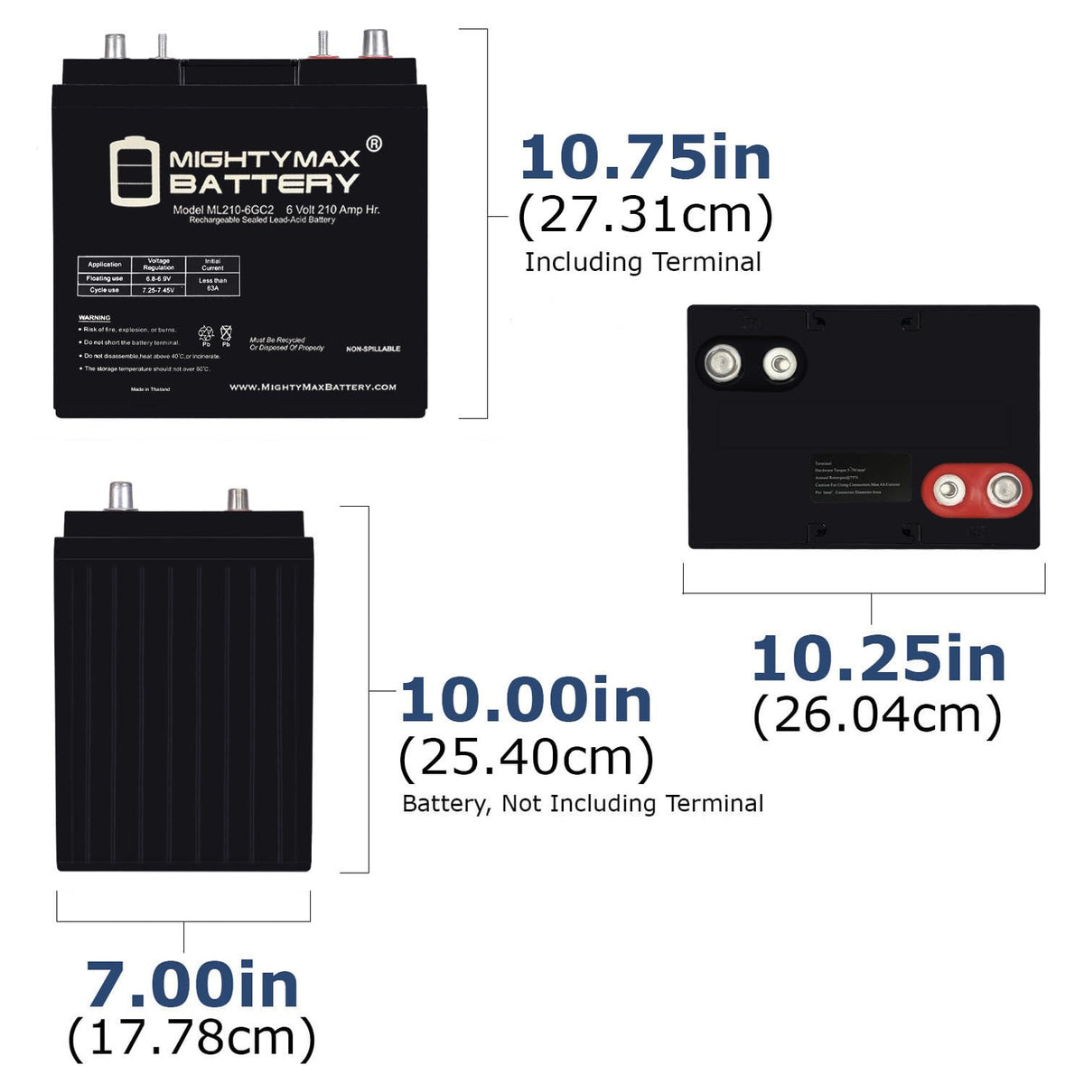 6V 210AH Dual Terminal SLA Replacement Battery 4 Pack G4727