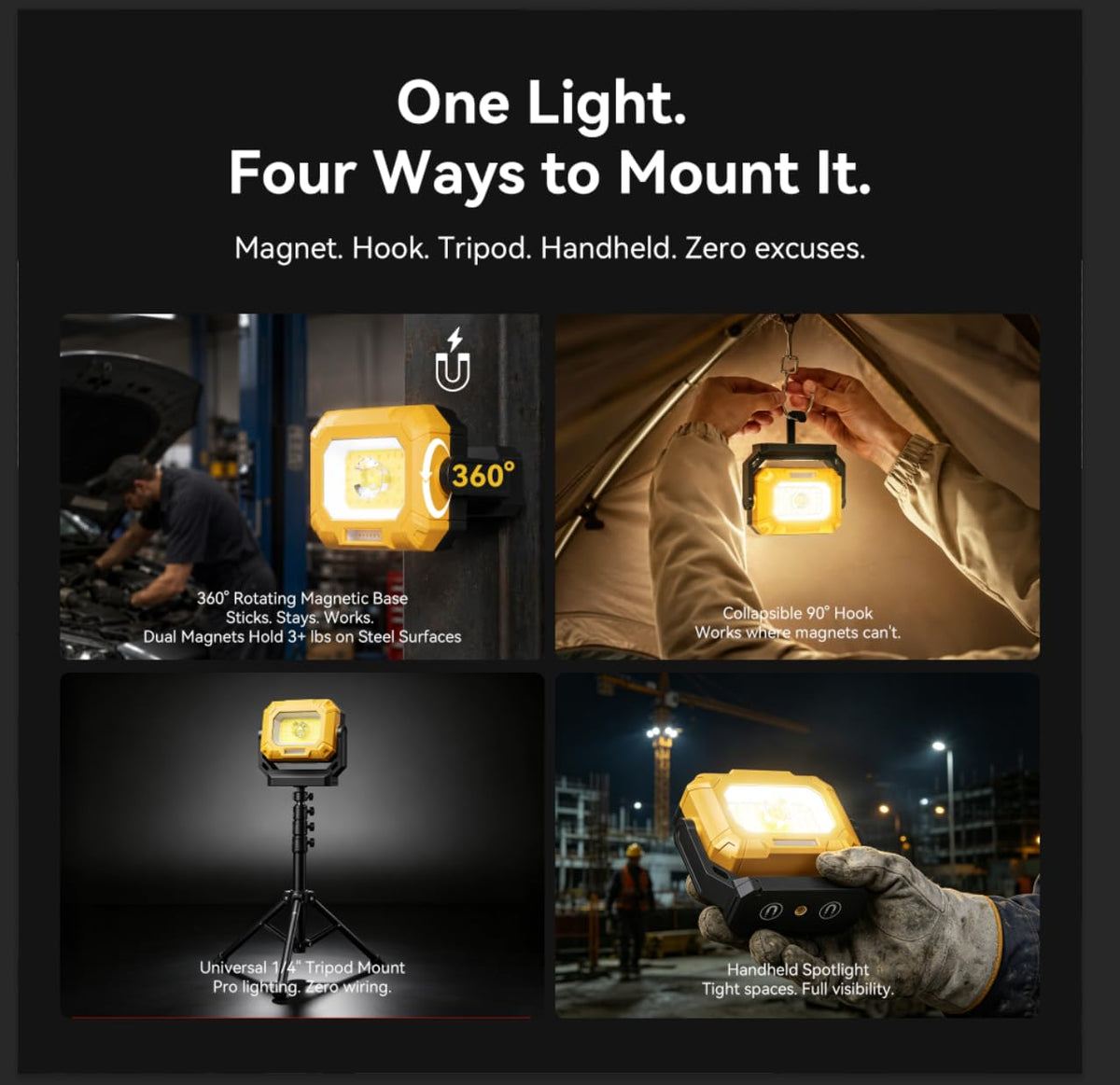 2 Pack 1500LM COB LED Work Light Z3396