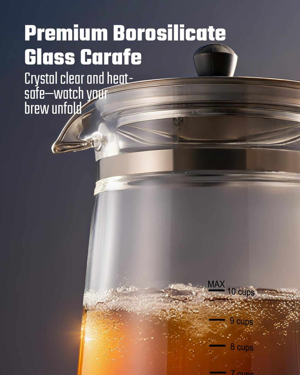 10-Cup Electric Percolator Coffee Pot with Borosilicate Carafe V4441
