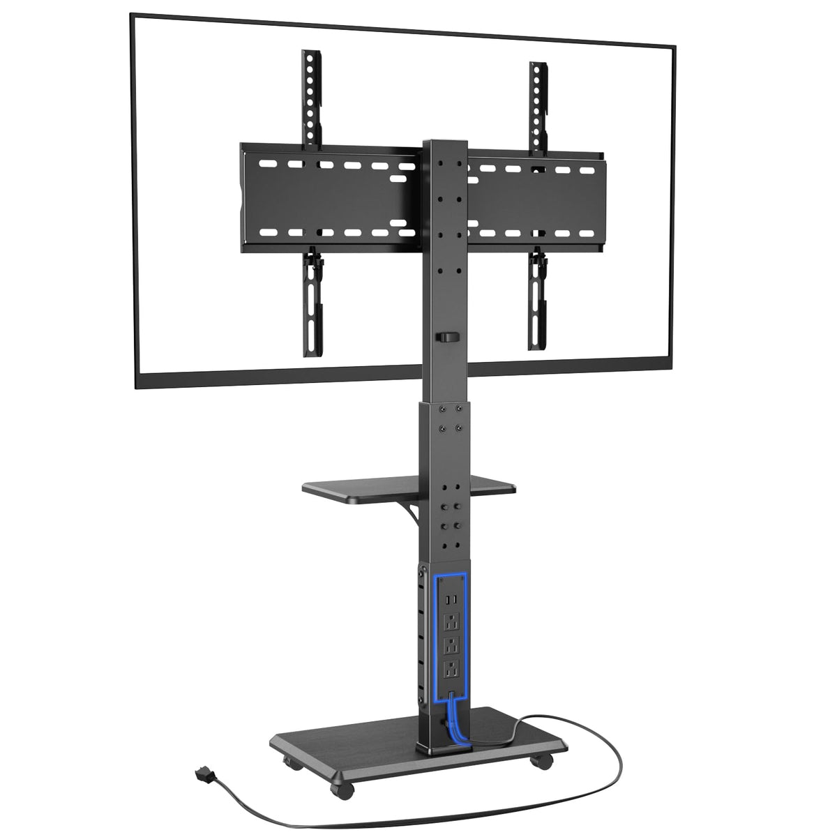 Height Adjustable Rolling TV Stand with Shelf Y404