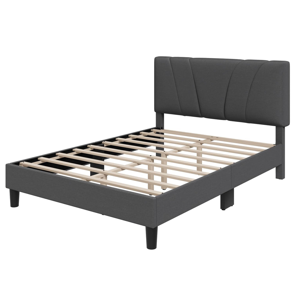 Queen Size Linen Upholstered Bed Frame with Headboard Z283264
