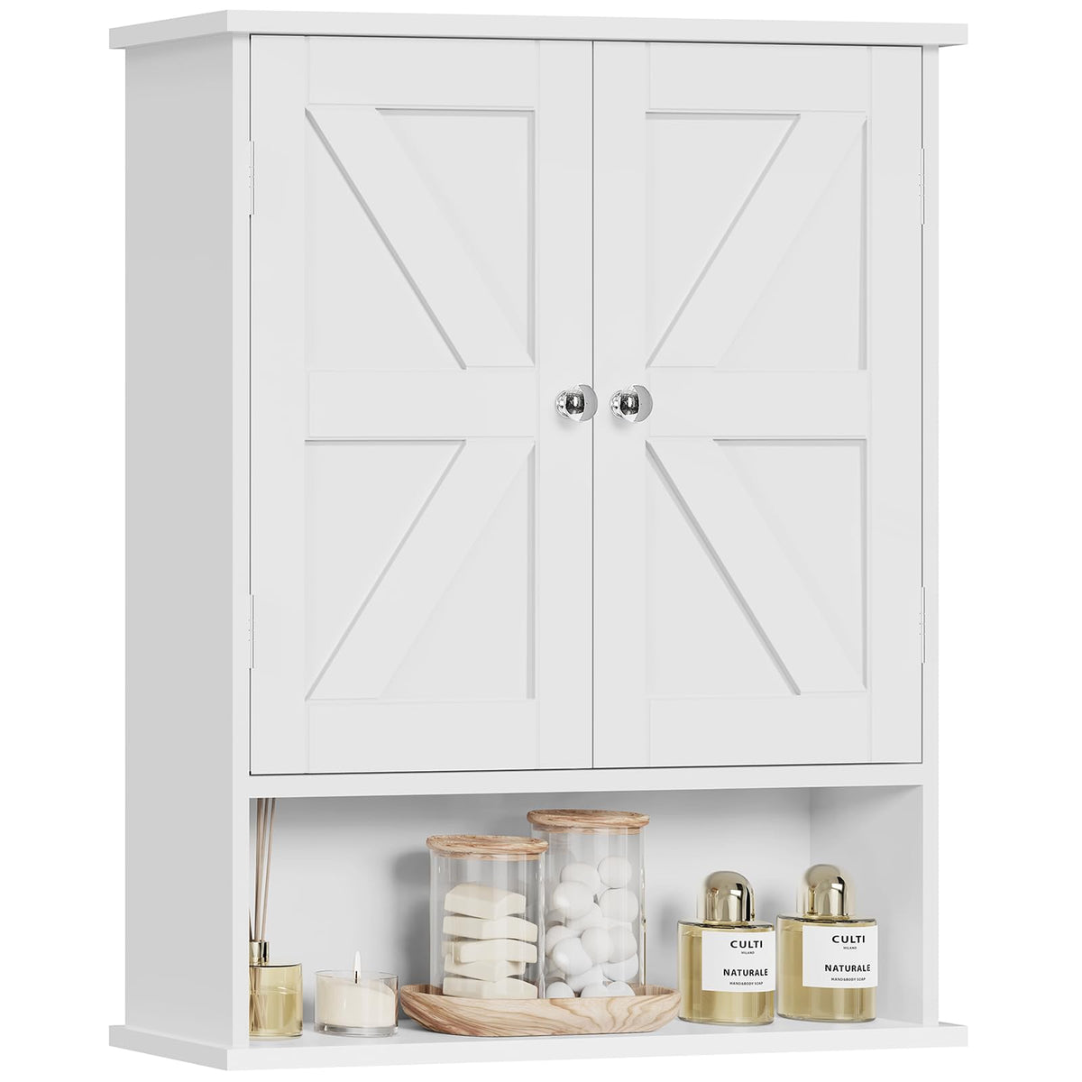 White Over The Toilet Bathroom Wall Cabinet with Adjustable Shelf I485887