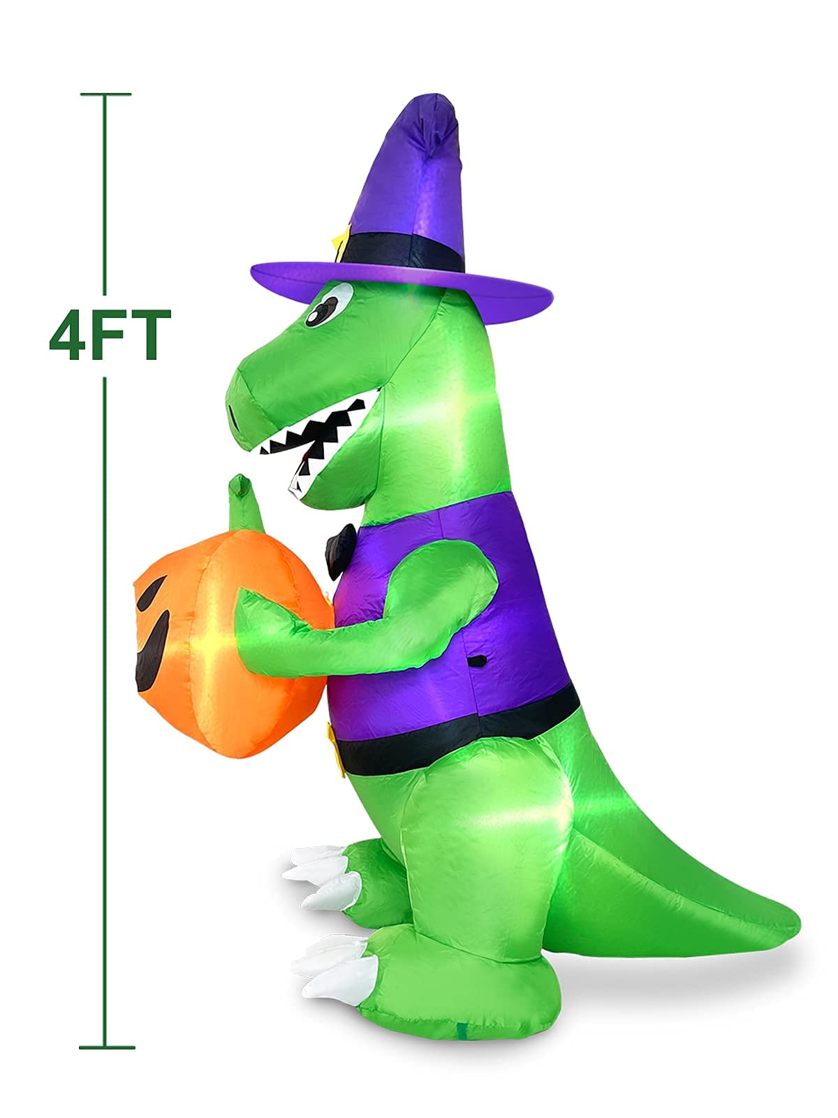 4 Ft Halloween Inflatables Witch Dinosaur P390