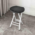 Folding Stool, 18in Portable Collapsible Bar Stool with Handle, Foldable Lightweight Camping Chair Stool for Outdoor Indoor Kitchen Bar, Assembly Free(Black,White Frame) H212286