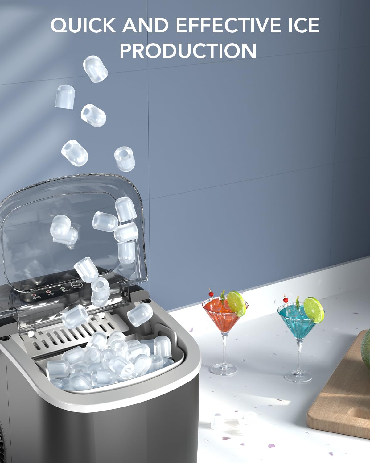 Black Countertop Ice Maker with Ice Scoop & Basket T535