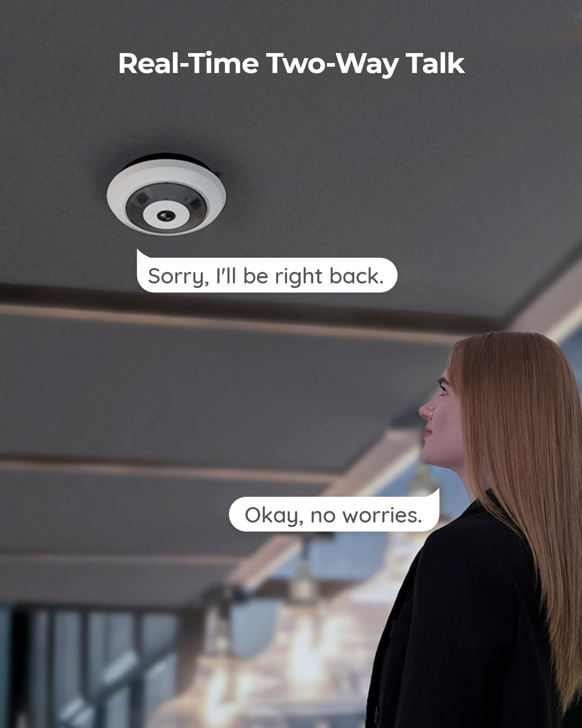WiFi Security Fisheye Camera, 2K+ 6MP 360° Panorama F14443