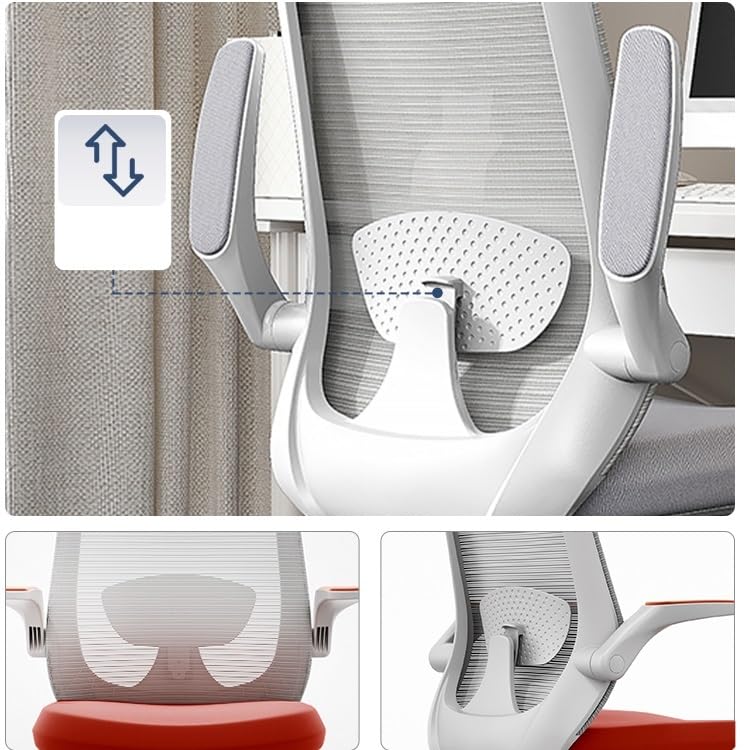 Orange Mesh Office Chair with Adjustable Armrests J84913