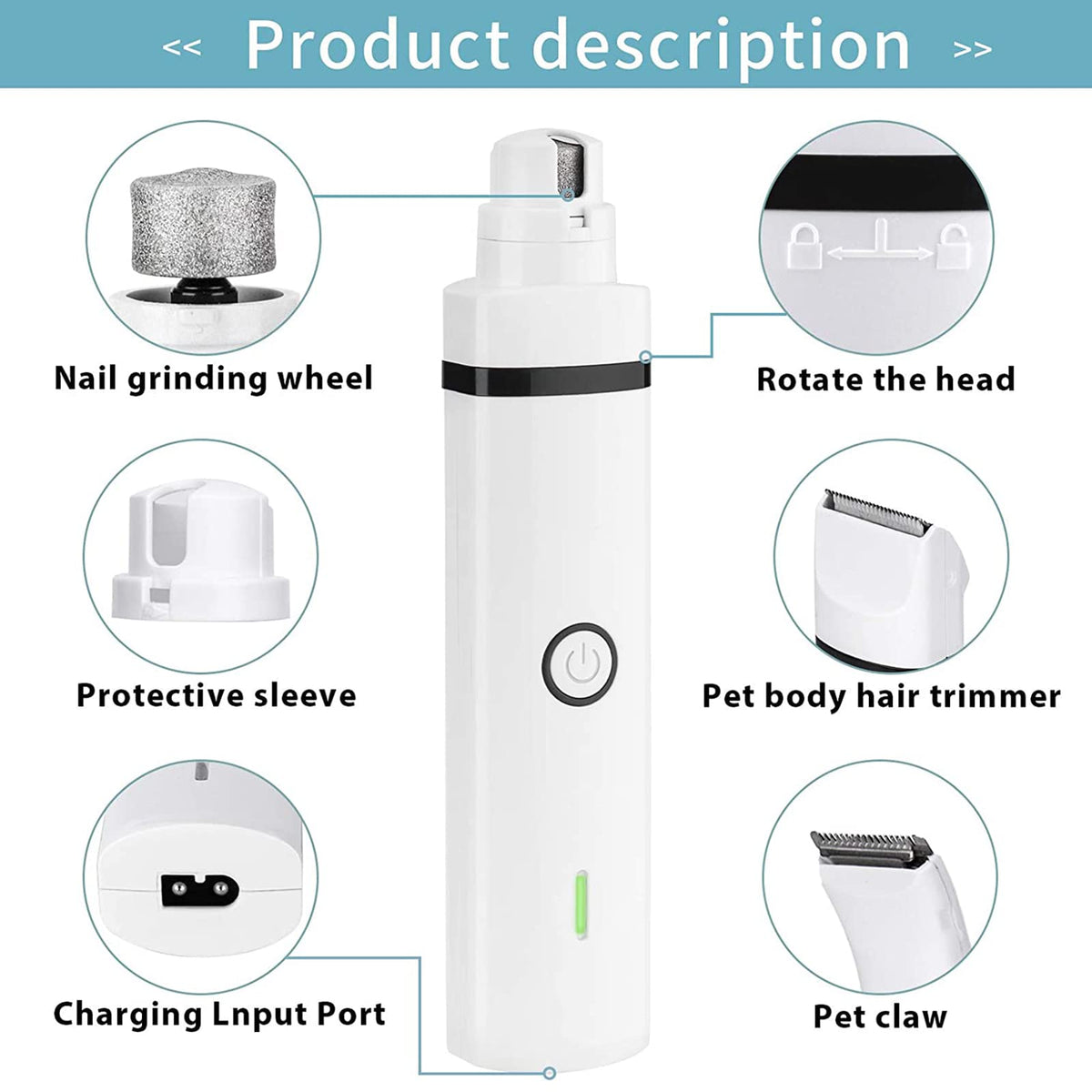 Electric Dog Clippers and Nail Grinder Grooming Kit A364
