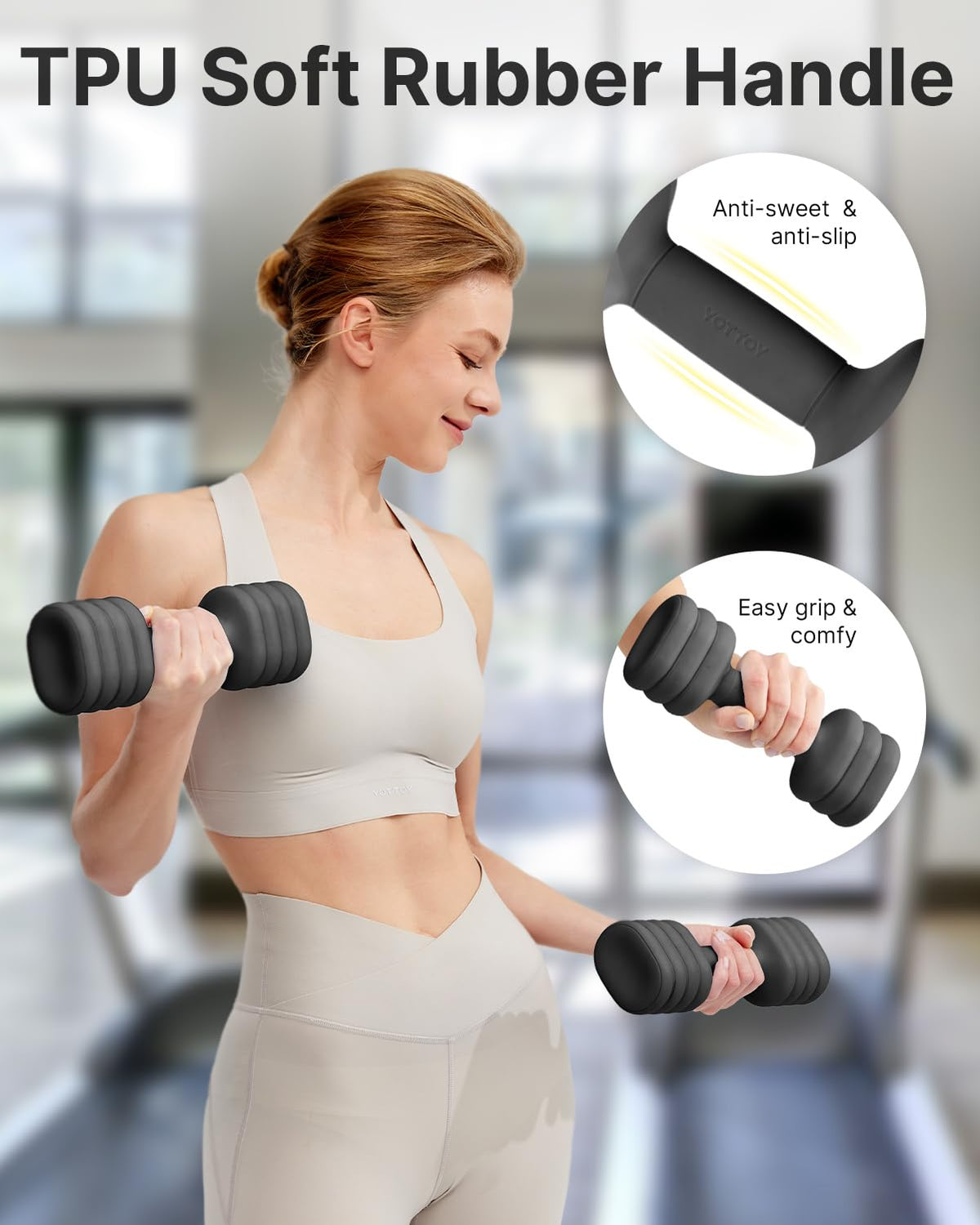 Adjustable Dumbbell Set of 2, 4-in-1 Free Weights with Soft Grip and Base E61672