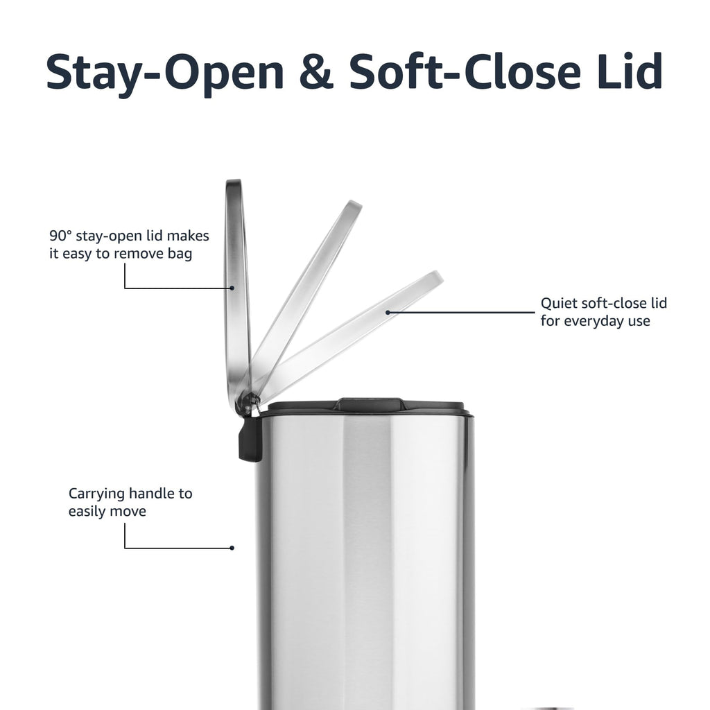 13.2 Gallon Soft-Close Stainless Steel Trash Can B625877
