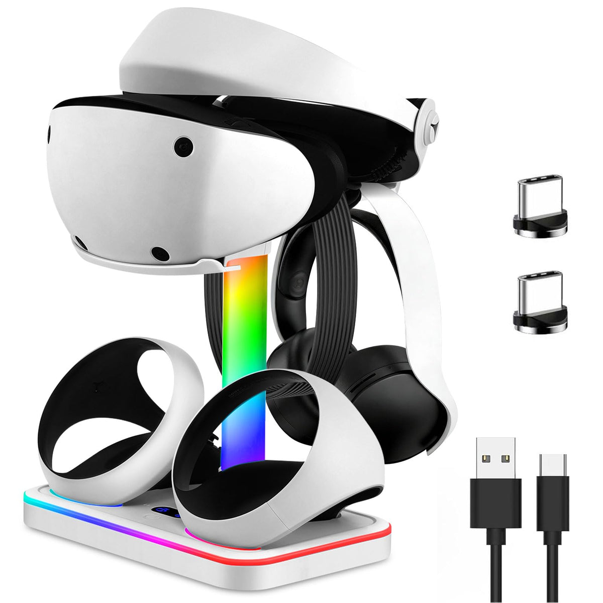 Charging Stand for PlayStation VR2 with Controller Charging Dock and Type-C Cable J4878
