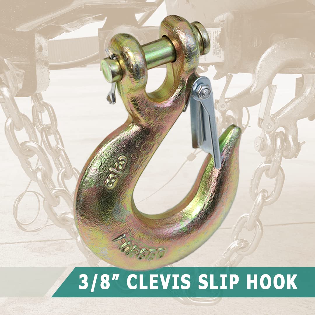 4 Pack 3/8" Grade 70 Forged Clevis Slip Hook with Safety Latch G621500