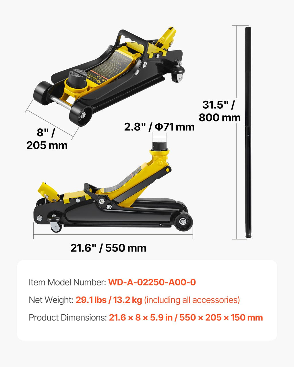 2.5 Ton Low Profile Steel Floor Jack Q183