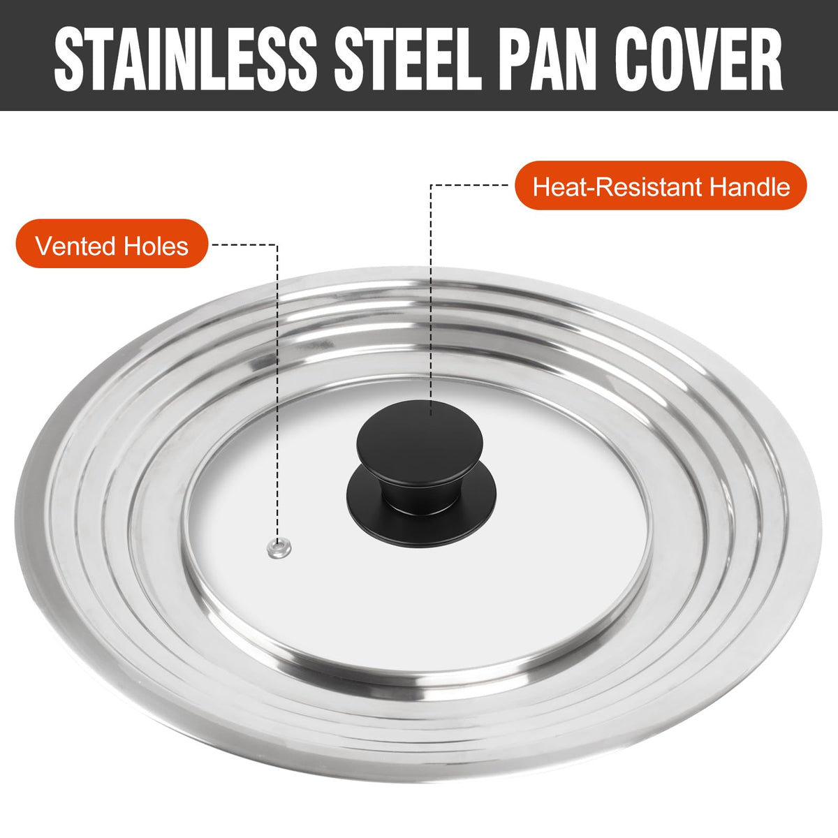 Universal Lid for Pots and Pans Skillets 8.2-12.5 Inch Stainless Steel C142886