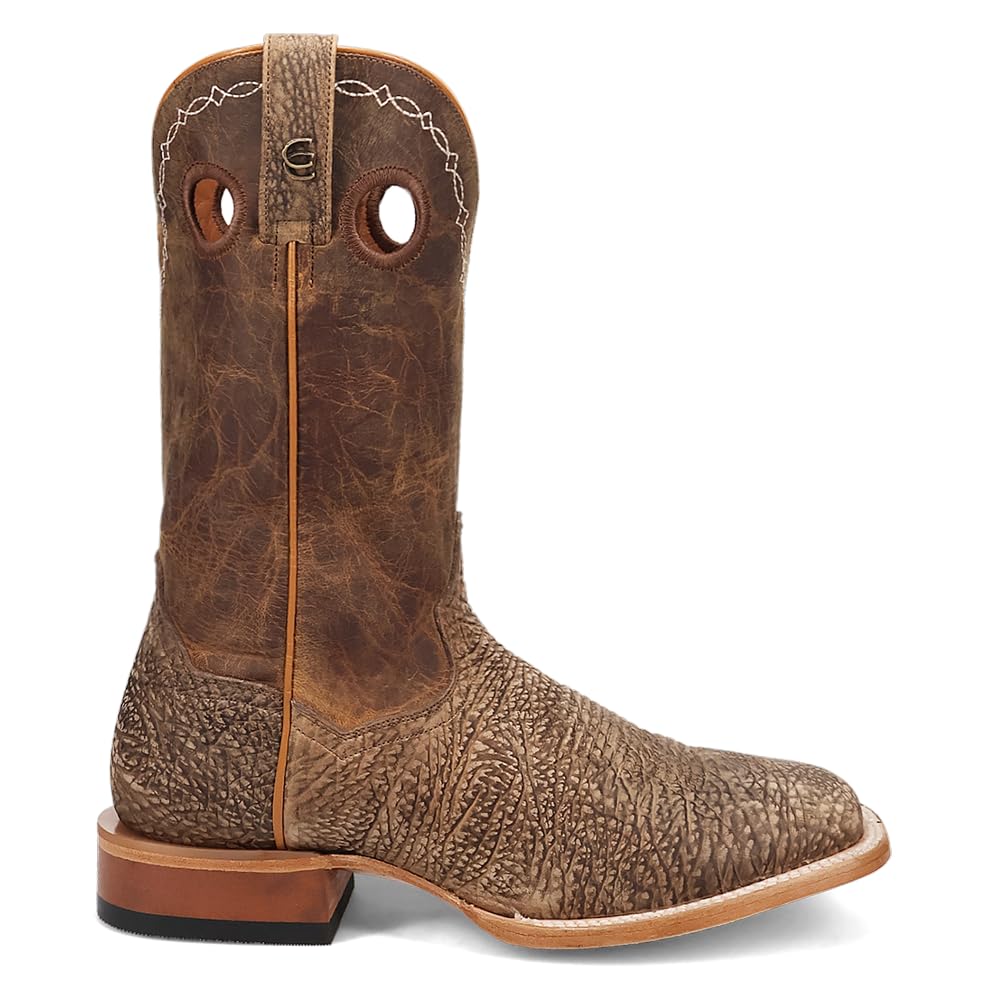 Brown Embroidered Bison Square Toe Pull On Dress Boots H562756