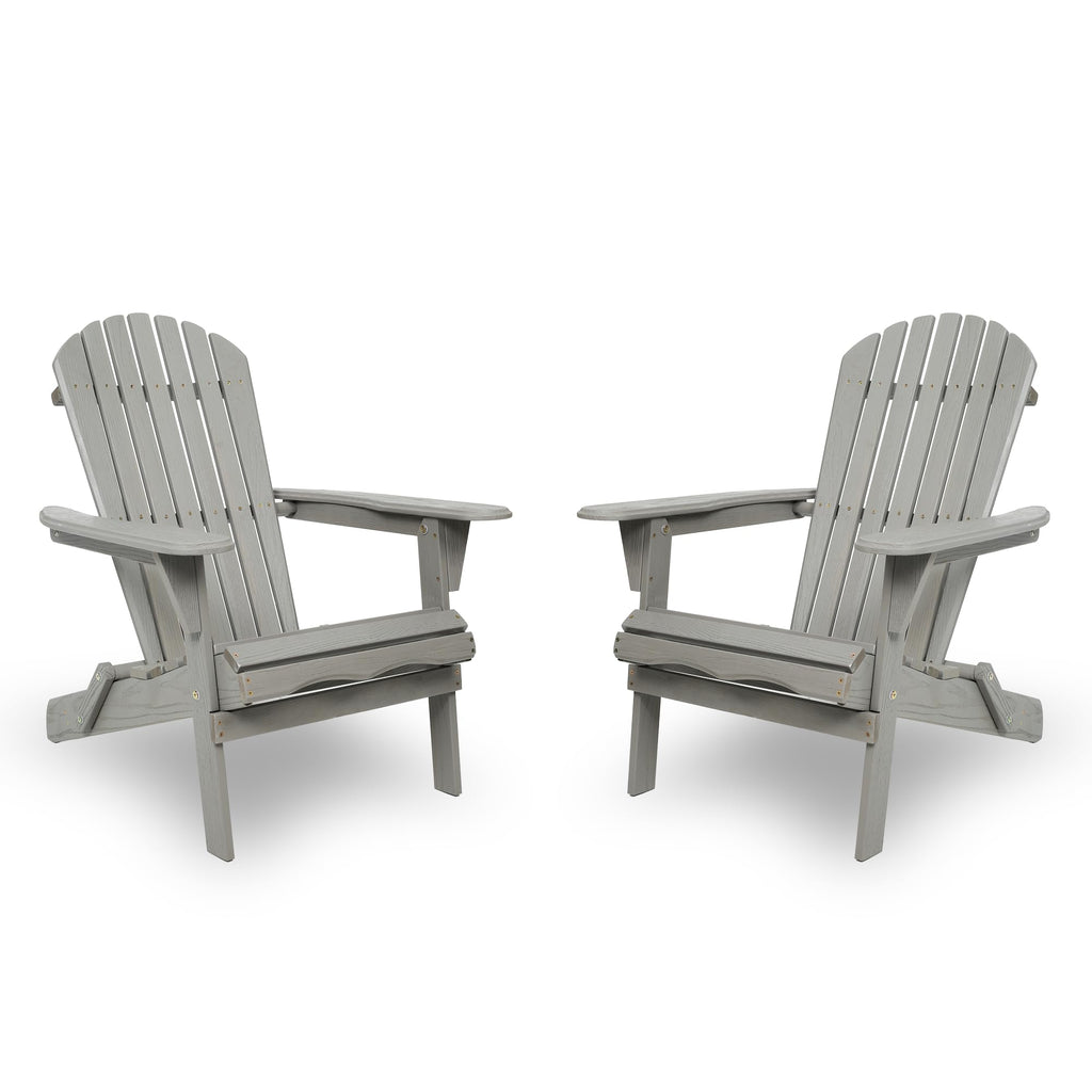 Wood Folding Adirondack Chair Set of 2 Solid Cedar A67462