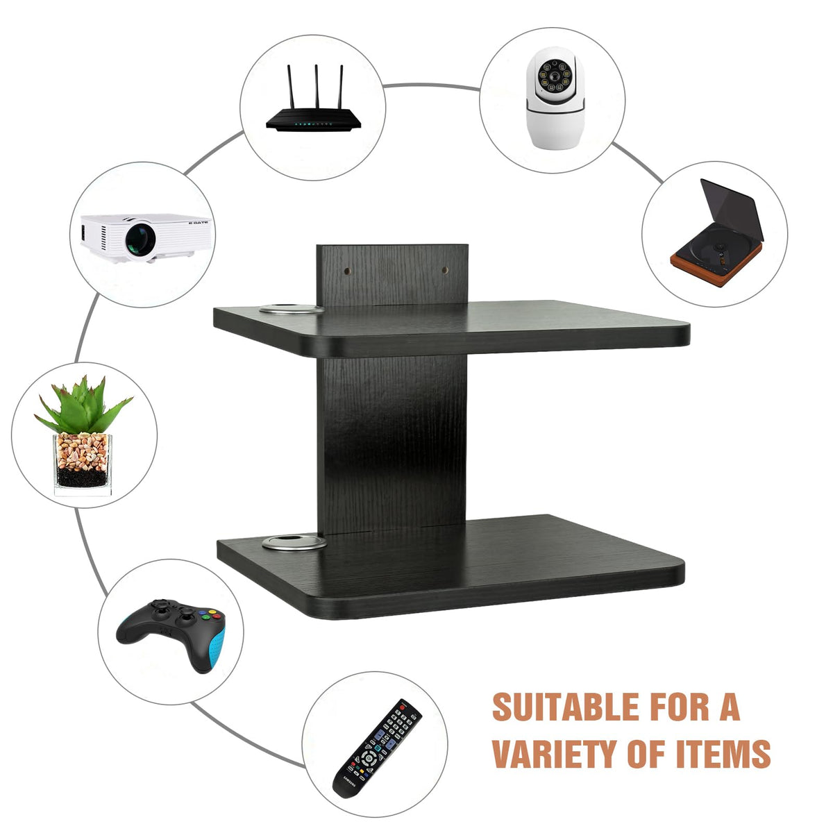 Black 2 Tier Projector Wall Mount M889