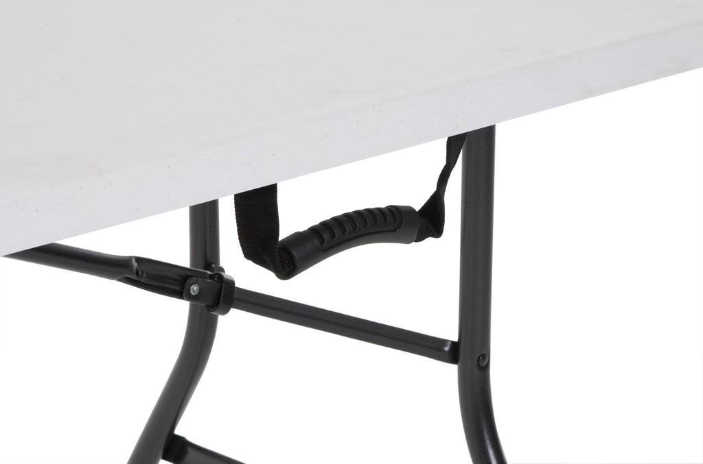 6 Foot Fold-in-Half Folding Table White Speckle HDPE Top M8687