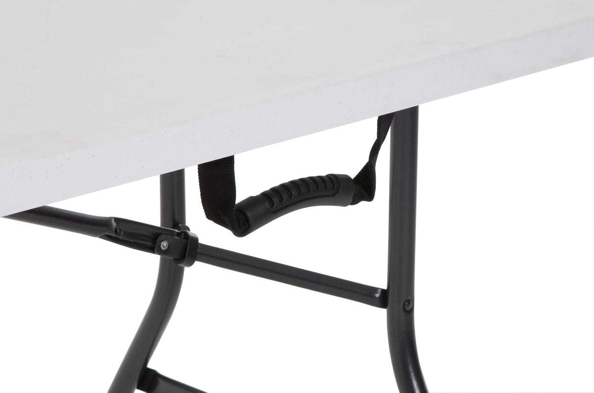 6 Foot Fold-in-Half Folding Table White Speckle HDPE Top M8687