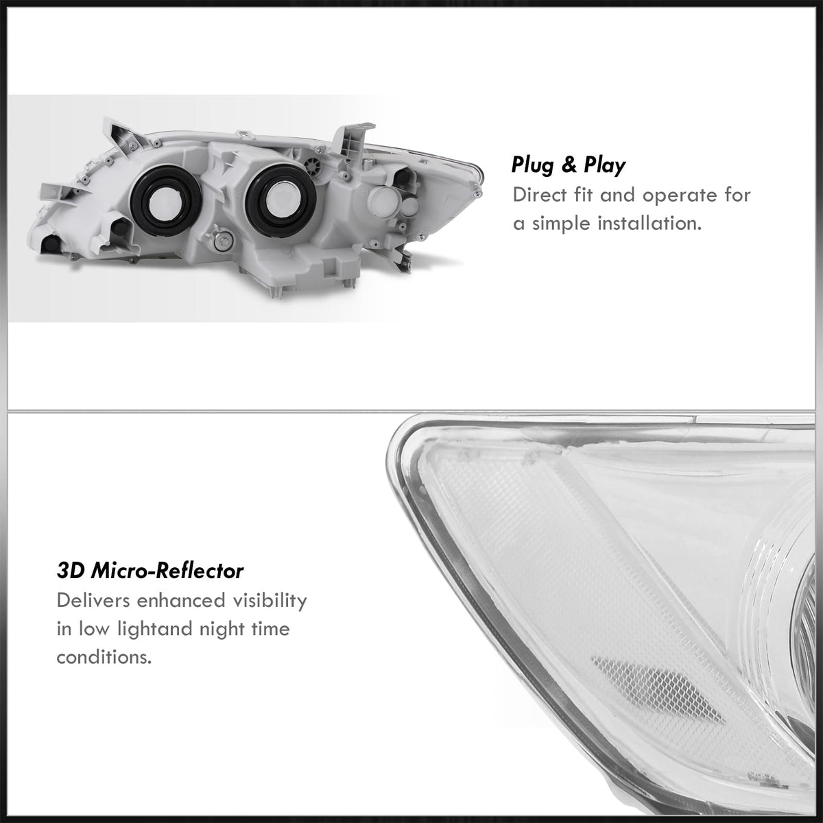 Chrome Housing Clear Lens Projector Headlights Pair X57885