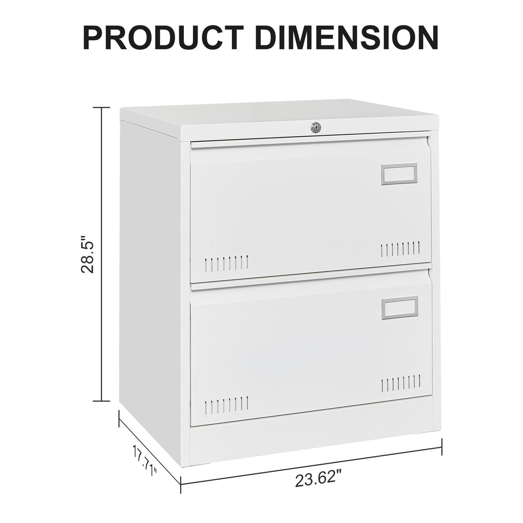 White 2 Drawer Metal Lockable File Cabinet K384
