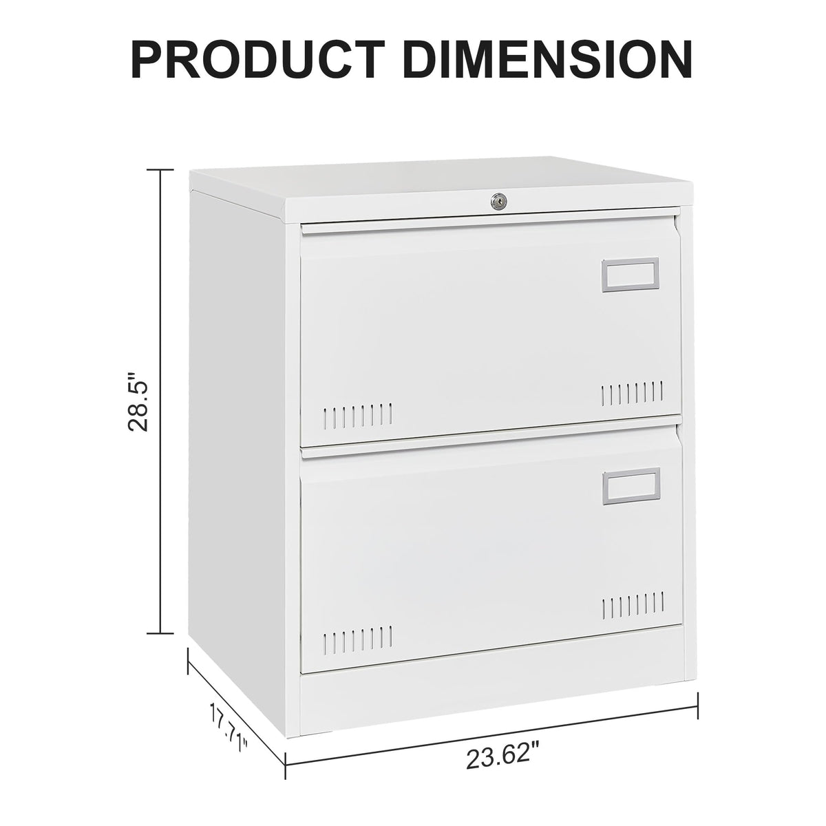 White 2 Drawer Metal Lockable File Cabinet K384