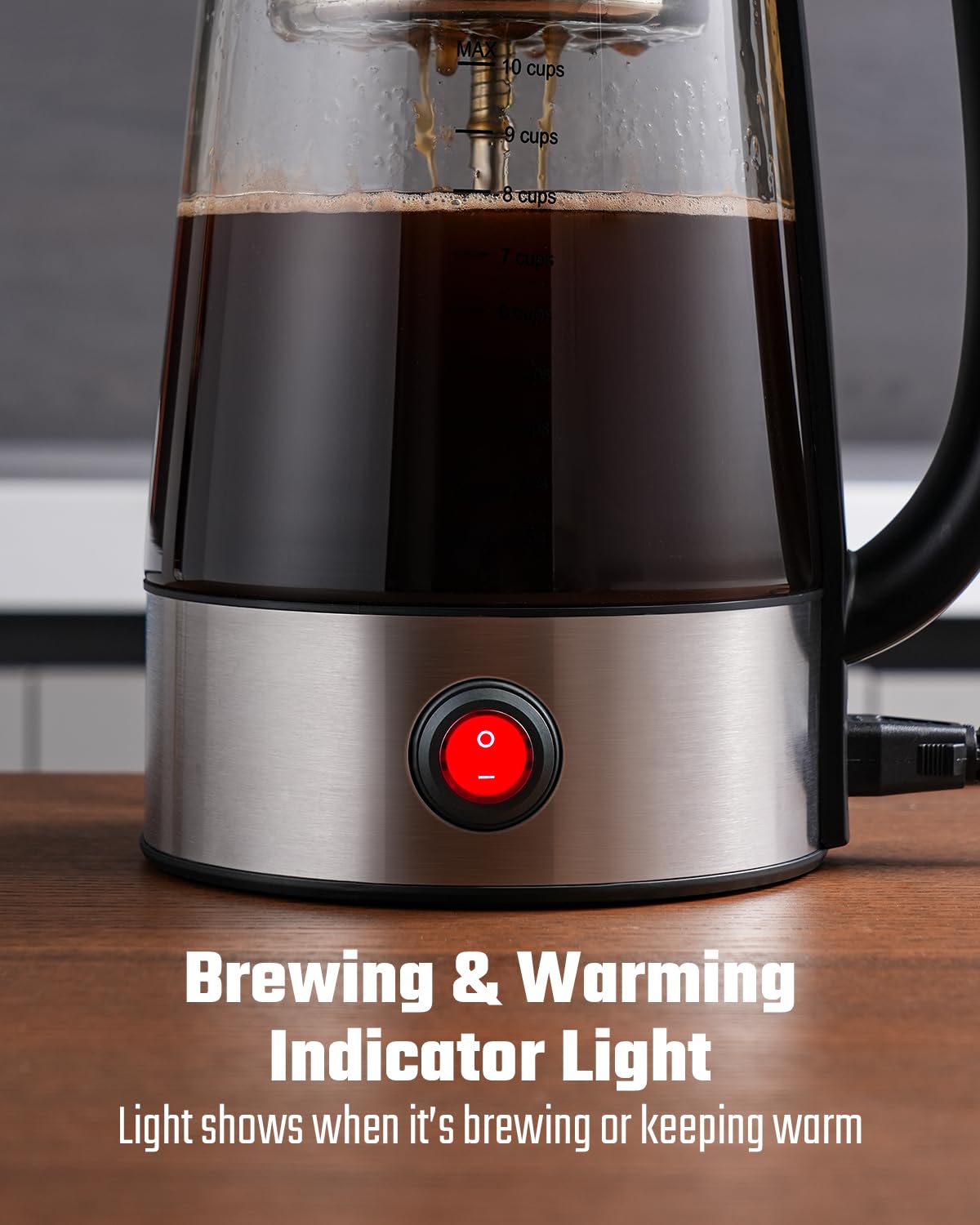 10-Cup Electric Percolator Coffee Pot with Borosilicate Carafe V4441