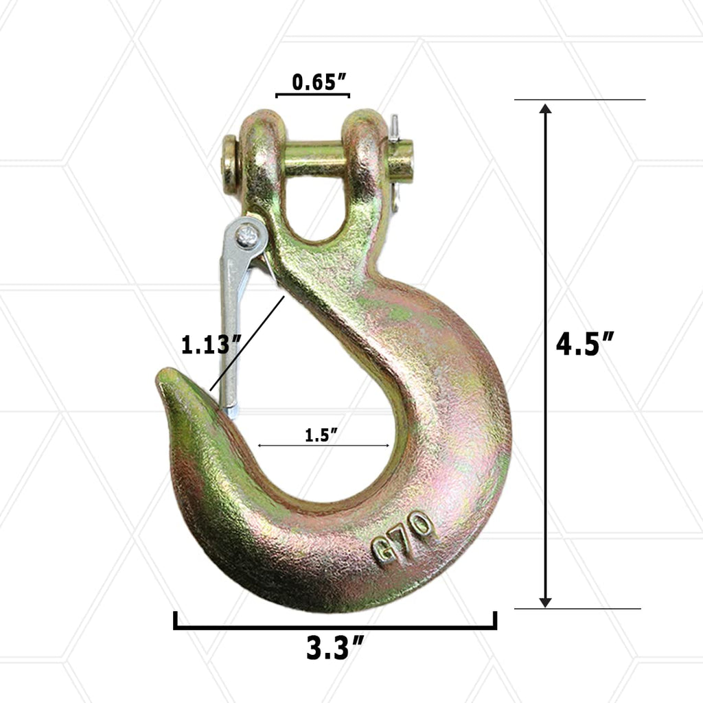 4 Pack 3/8" Grade 70 Forged Clevis Slip Hook with Safety Latch G621500