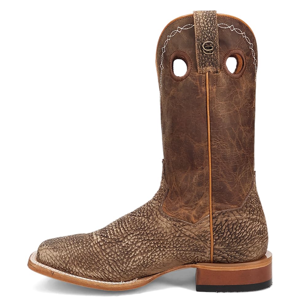 Brown Embroidered Bison Square Toe Pull On Dress Boots H562756