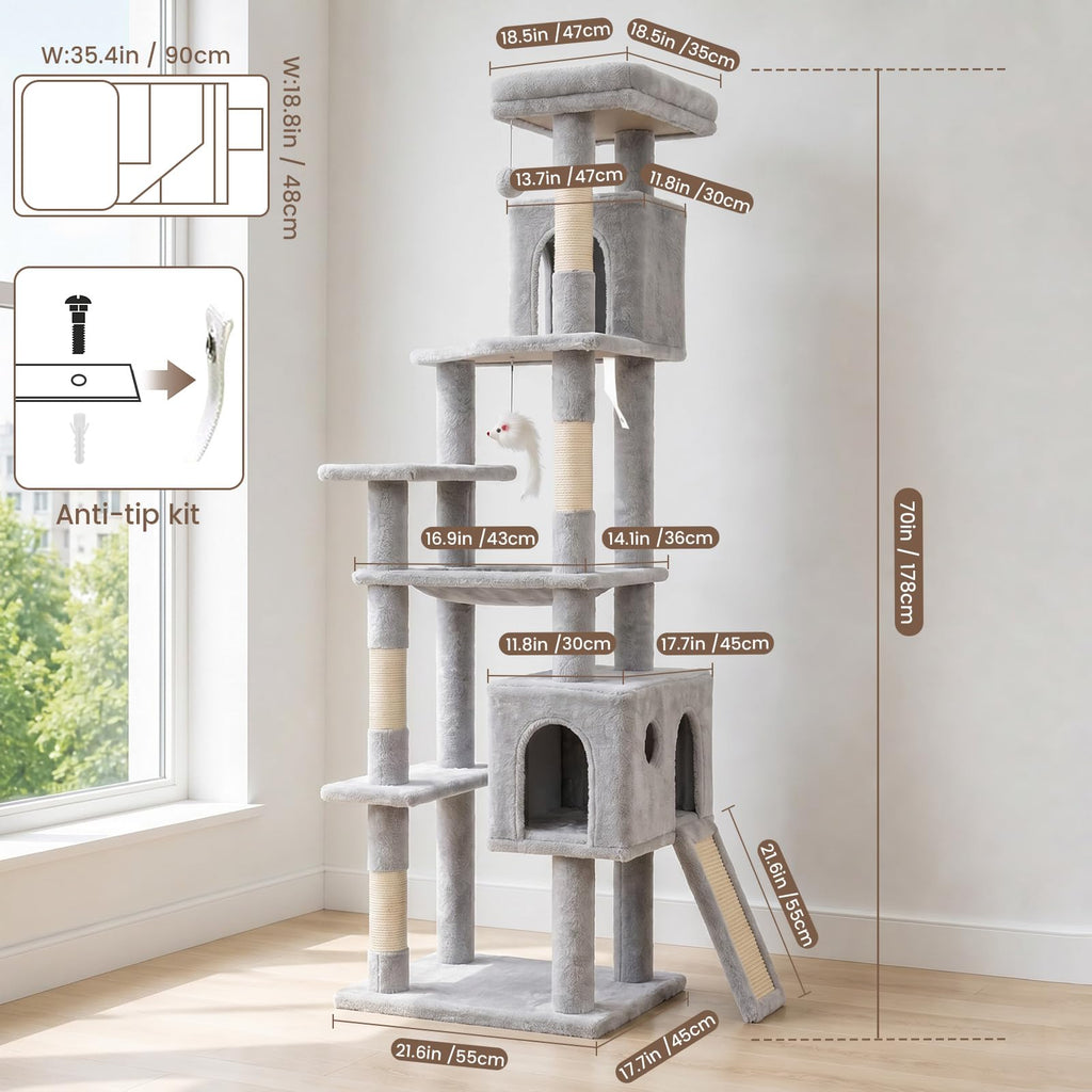 70 Inches Cat Tree with Ladder Q181147