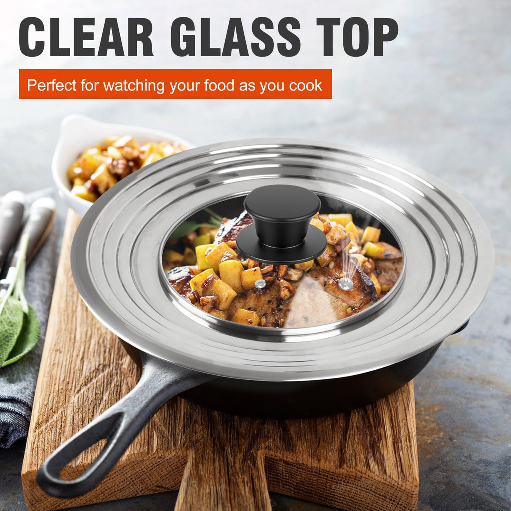 Universal Lid for Pots and Pans Skillets 8.2-12.5 Inch Stainless Steel C142886