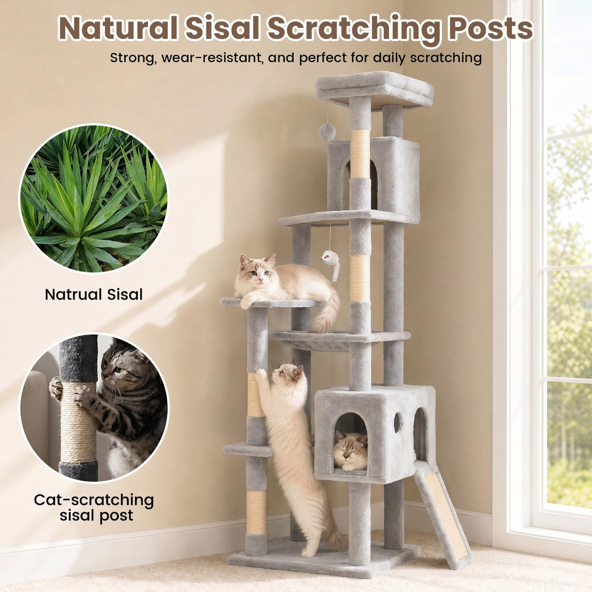 70 Inches Cat Tree with Ladder Q181147