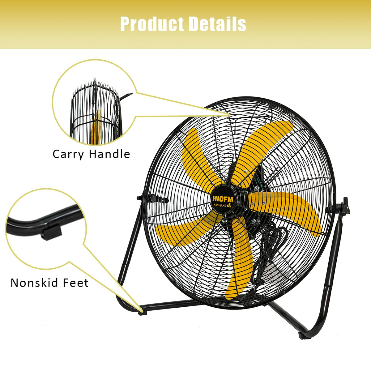 2 Pcs 20-inch 5300 CFM High Velocity Metal Floor Fan F476447