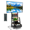 Rolling TV Stand with Power Outlet & 4-Tier Storage for 23-60 Inch Flat/Curved Screen T925